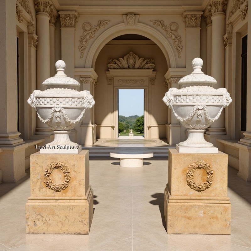 exquisite white marble finials with marble base