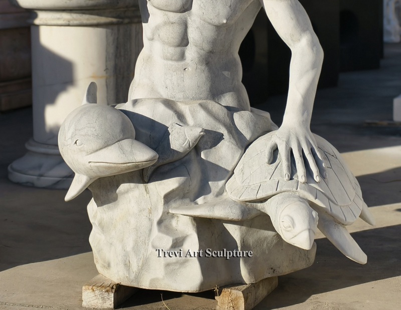 greek marble king neptune statue detail