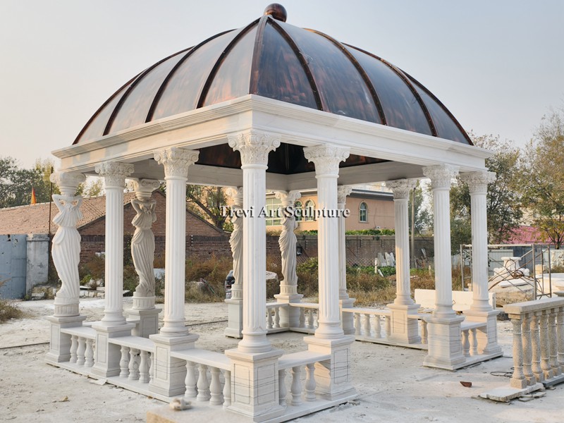 square italian white marble gazebo