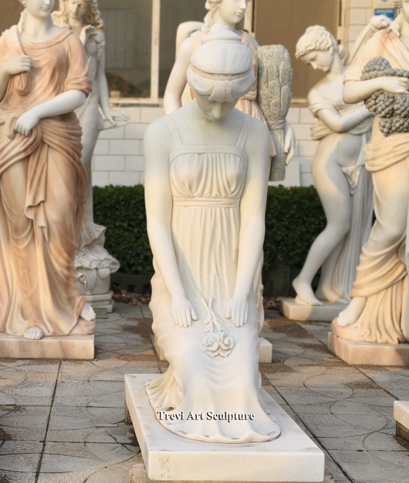 life size marble kneeling woman statue