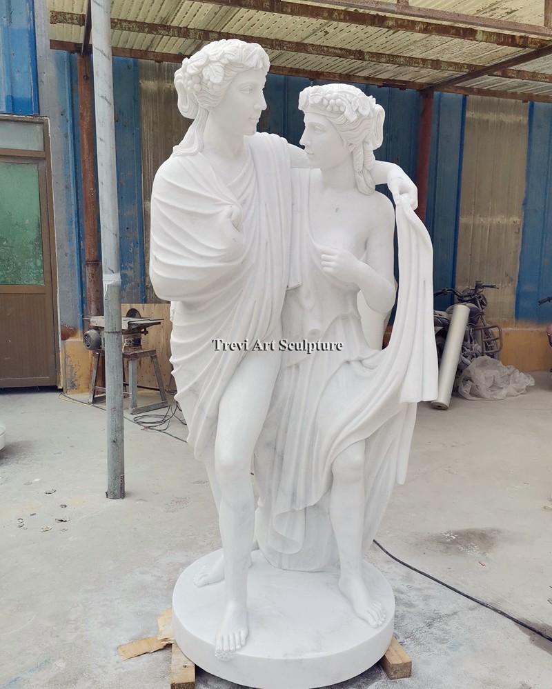 bacchus and ariadne sculpture white marble replica