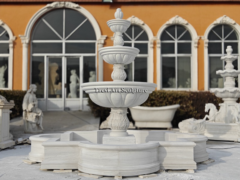 classic white tiered fountain