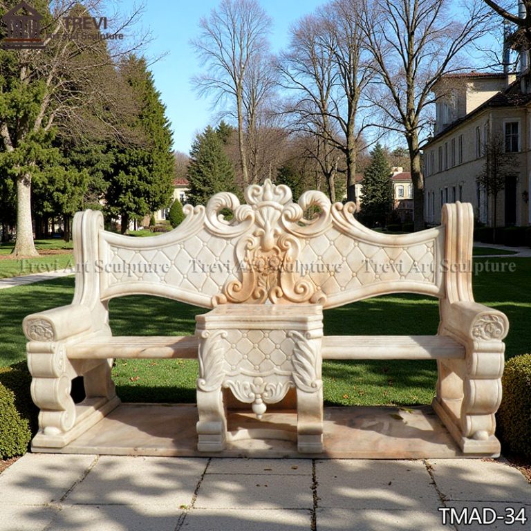 royal style bench with intricate carvings