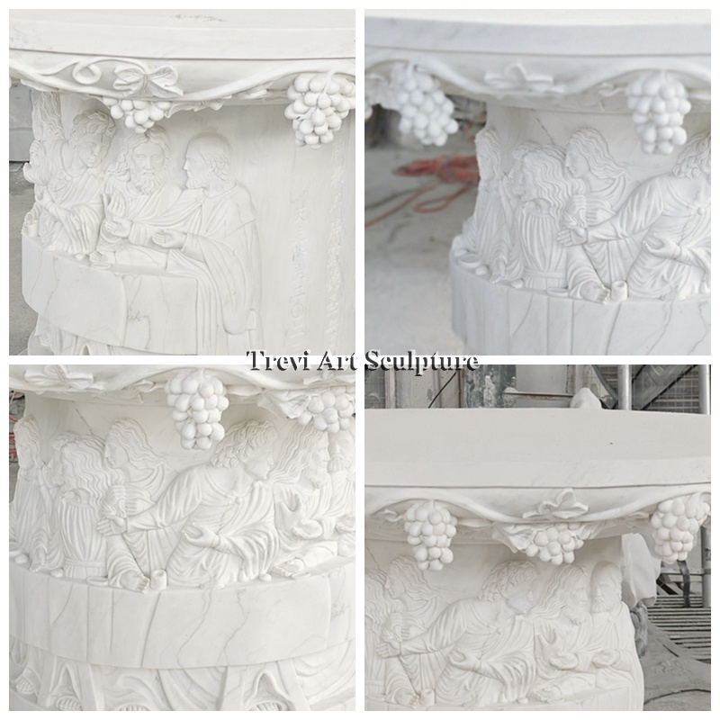 carved marble table relief details