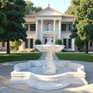 fountain in front of house