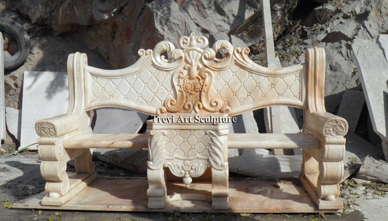 marble bench with intricate carvings