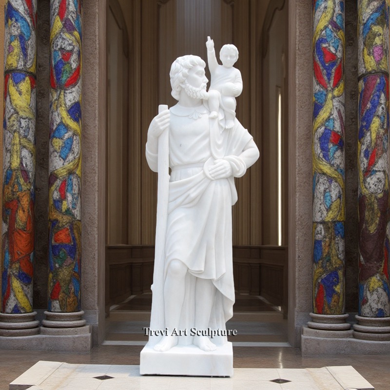 white marble saint christopher statue