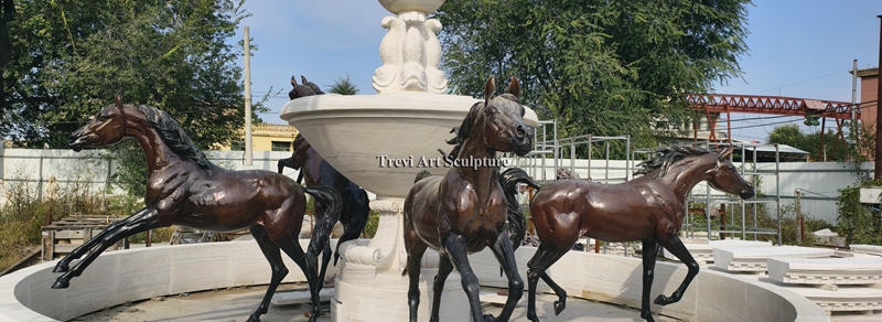 bronze horse statue marble fountain for square