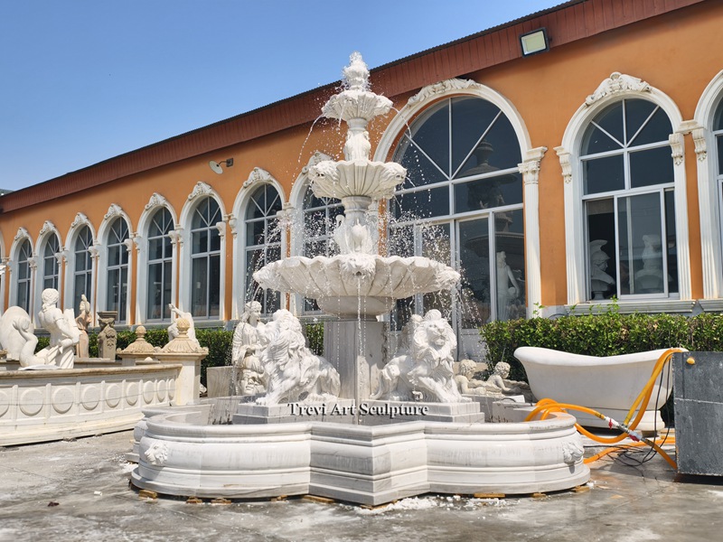 marble lion water fountain