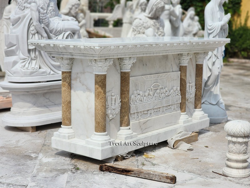 traditional catholic altar with religious relief