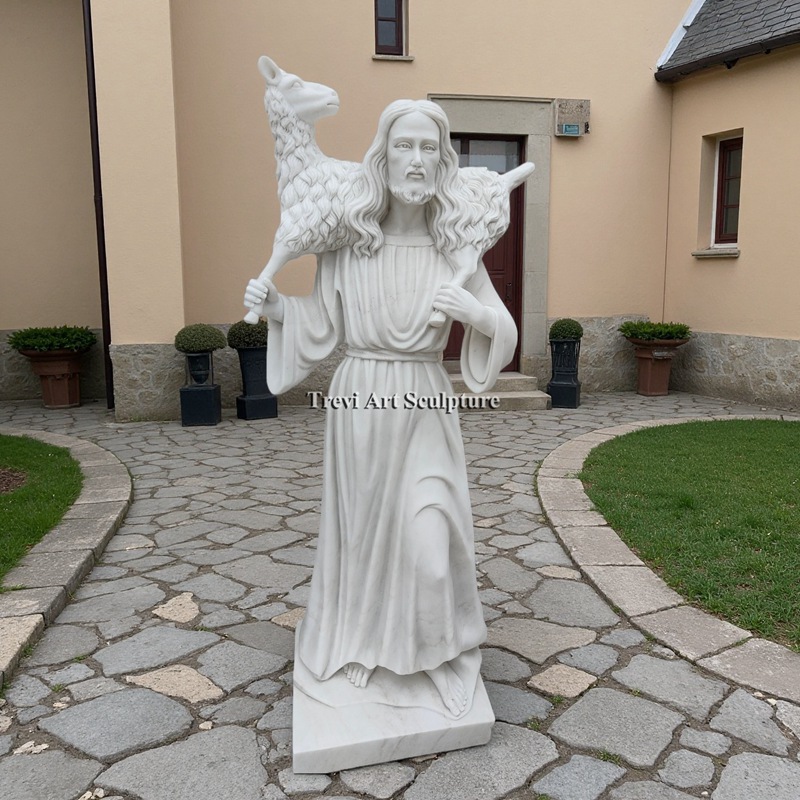 marble christ good shepherd statue for sale