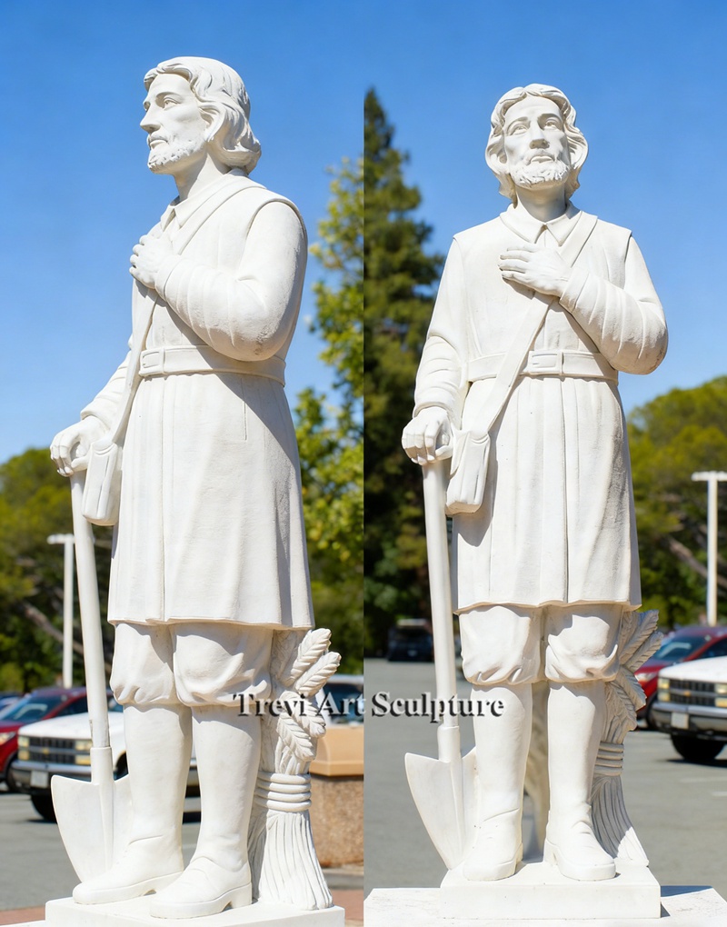 st isidore the farmer marble statue for church
