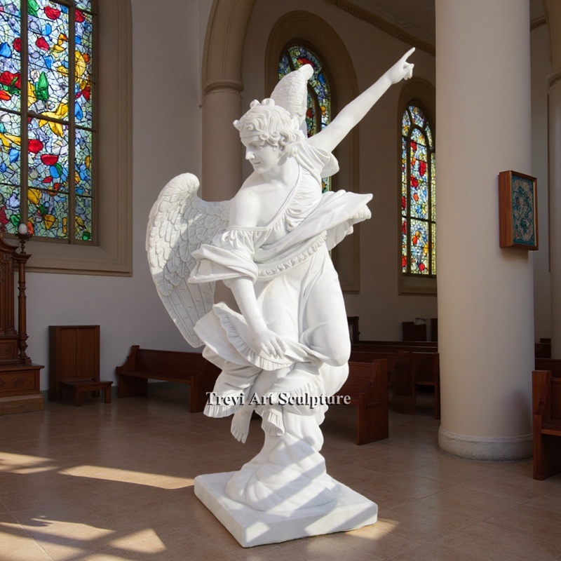 marble life size annunciation angel statue for church