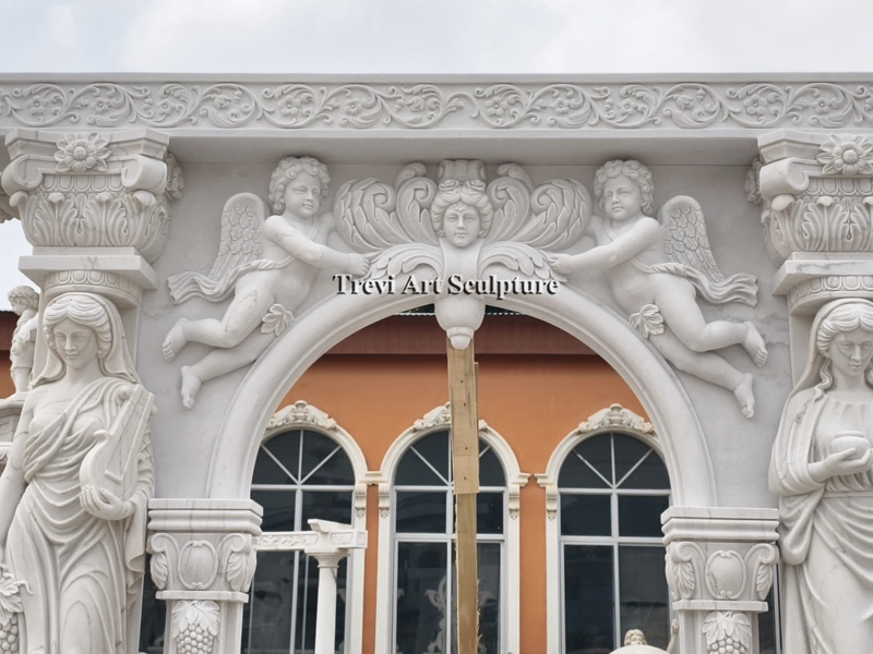 white marble door frame details