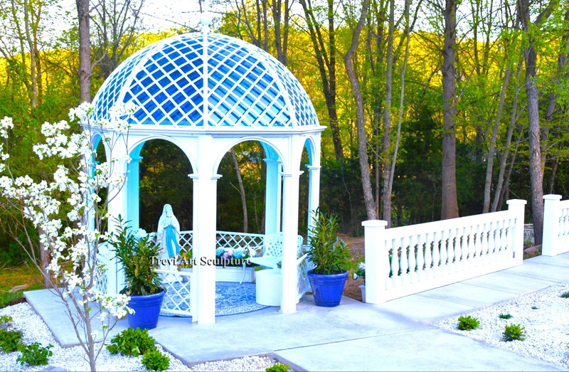 center the virgin mary statue in a gazebo