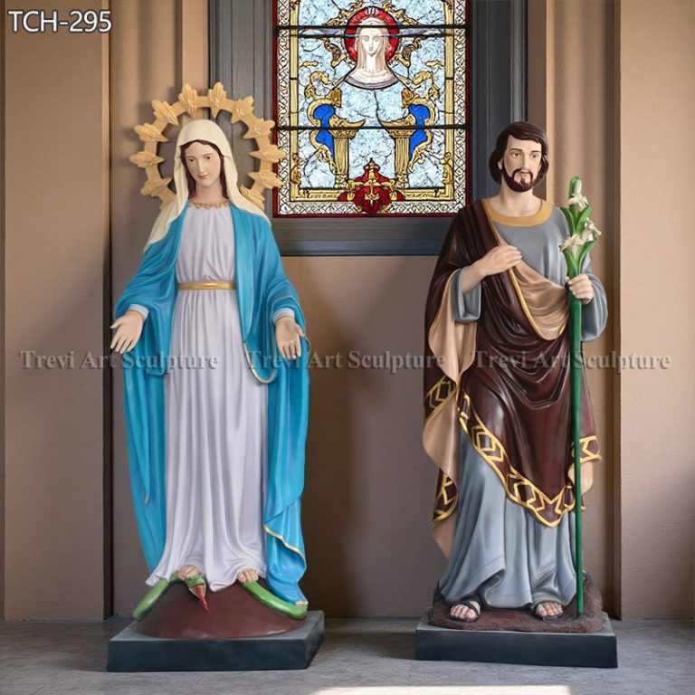 life size painted mary and joseph statue