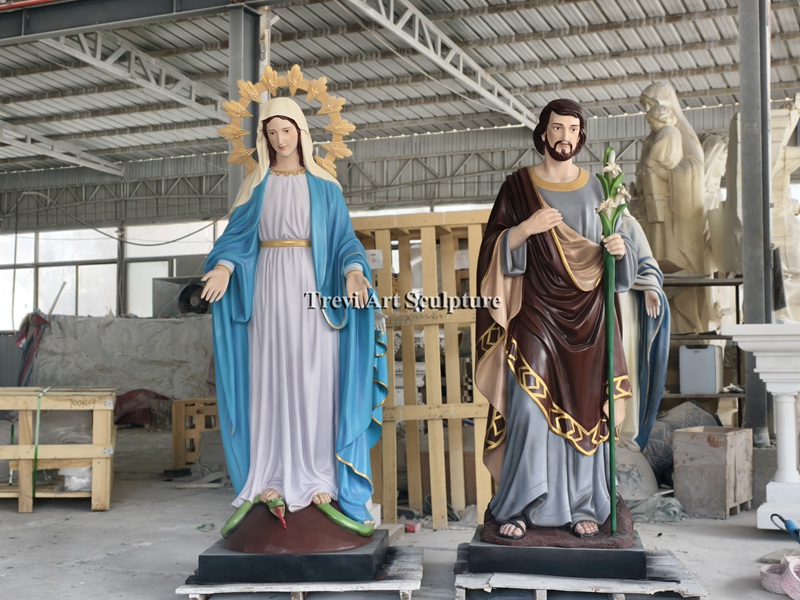 life size painted resin mary and joseph statue