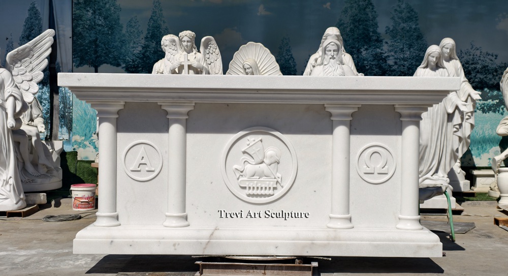 minimalist white altar