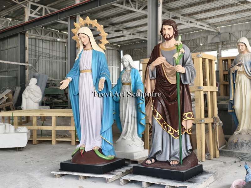 resin life size painted mary and joseph statue