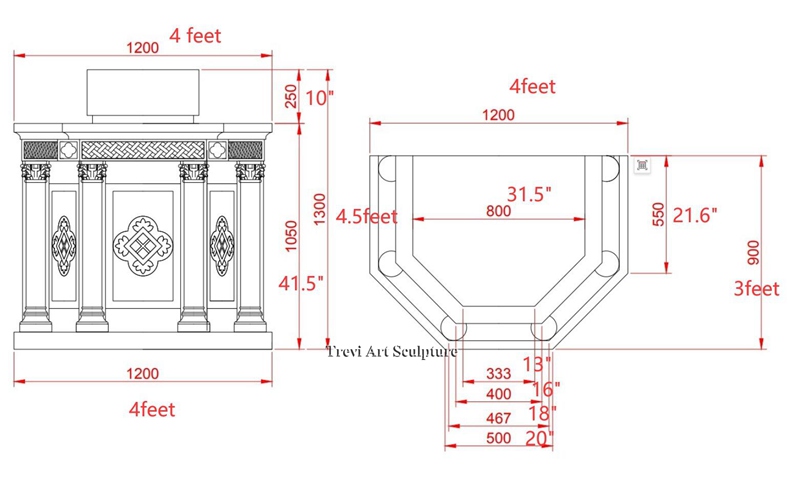 catholic marble hexagonal pulpit drawing