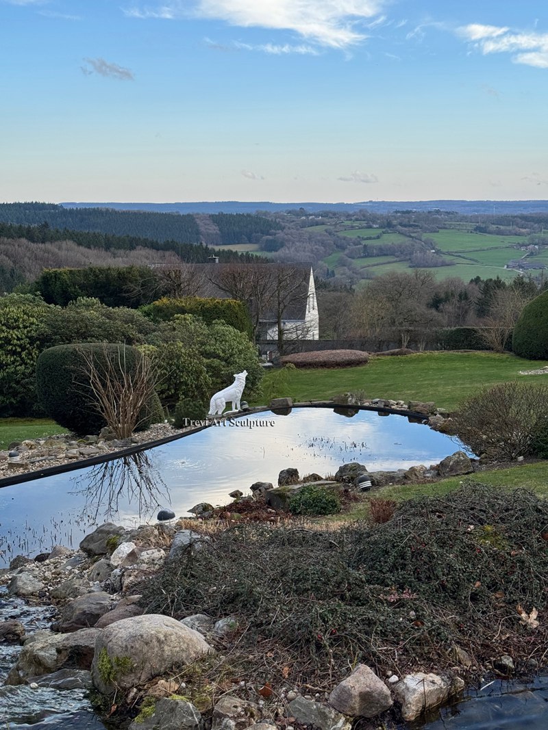 hand carved white marble wolf statue feedback
