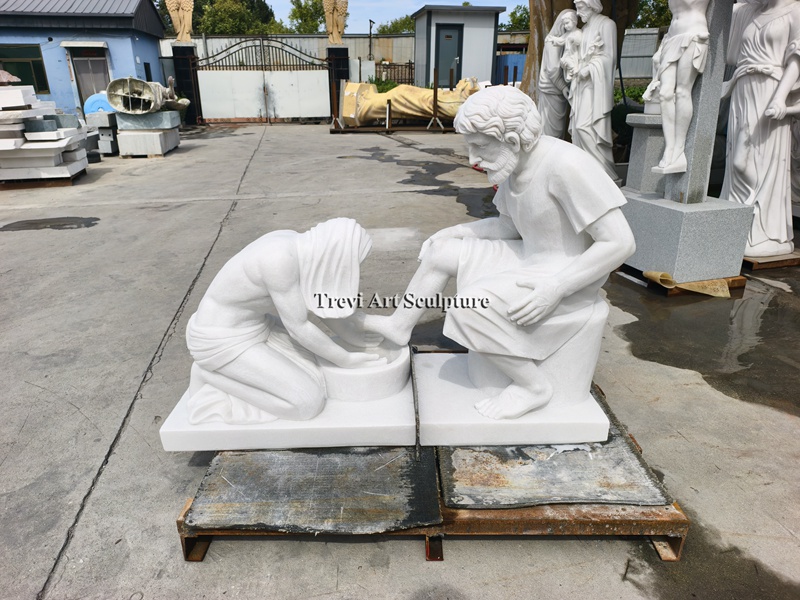 life size marble jesus washing feet
