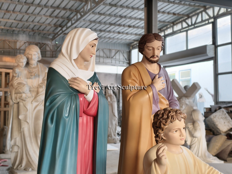 life size painted holy family garden statues