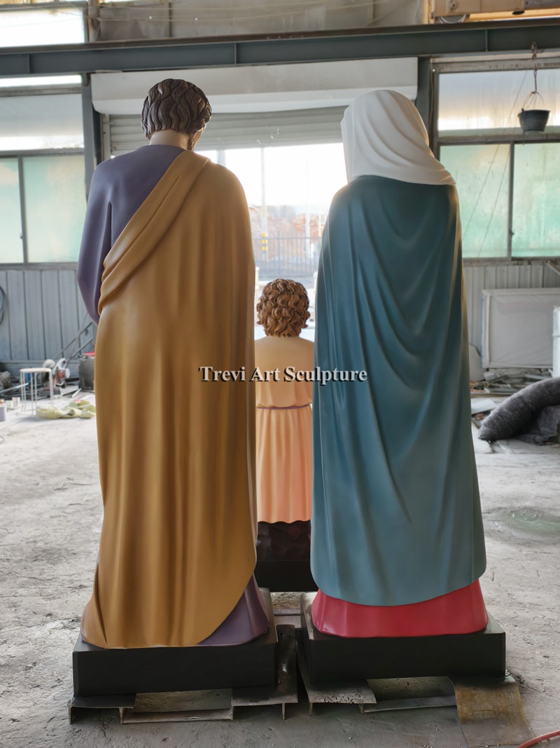 life size painted marble holy family garden statue
