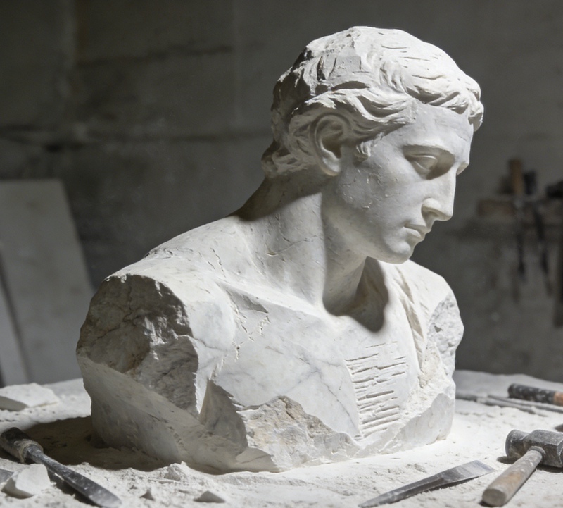 marble bust carving