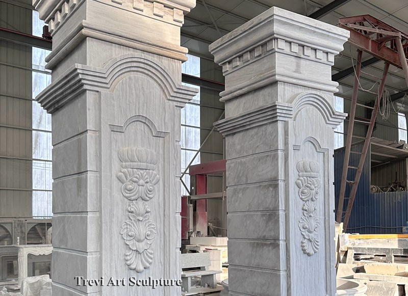 luxurious marble gate post columns details