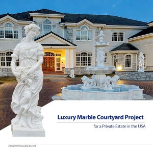 luxury marble courtyard project for a private estate in the usa