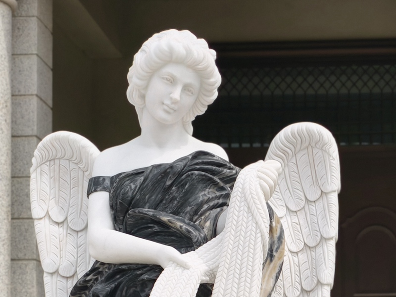 colored marble angel statues details