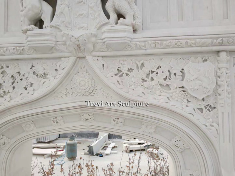 hand carved european style marble fireplace