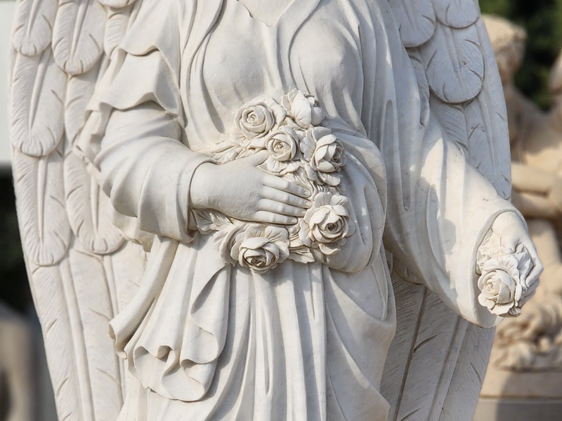 hand carved details of angel statue