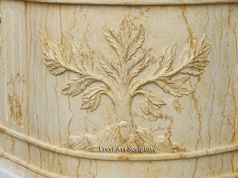 hand carved marble bar counter details