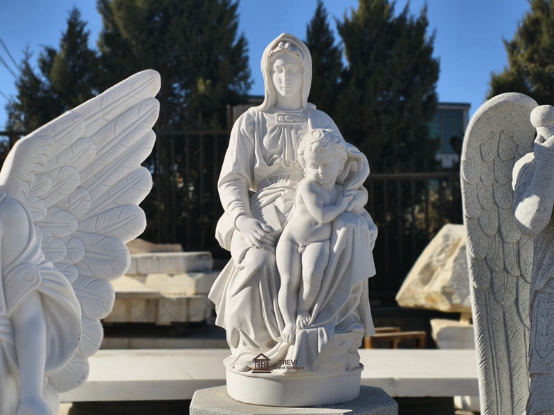 mary holding baby statue