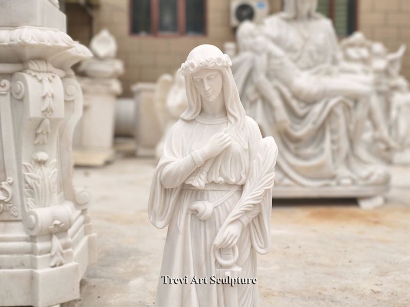5 feet marble st. philomena garden statue details