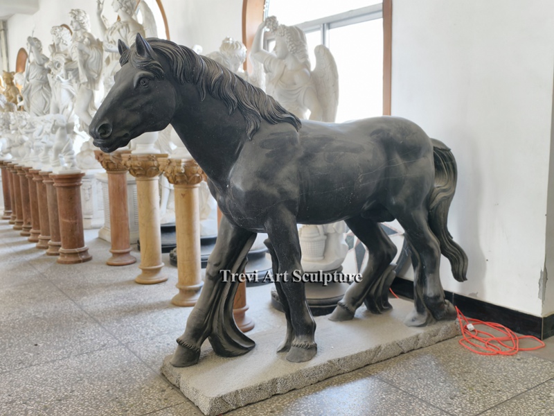 life size black marble horse statue for garden