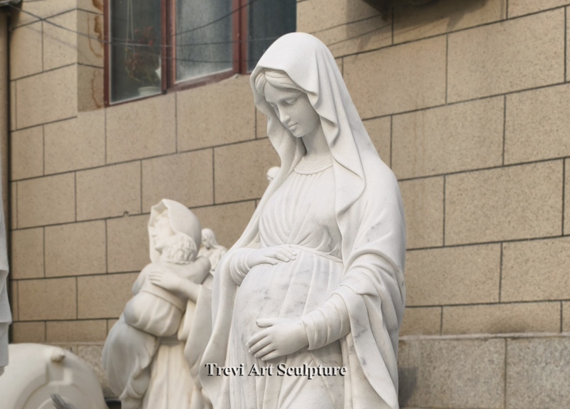 marble pregnant our lady of hope statue detail
