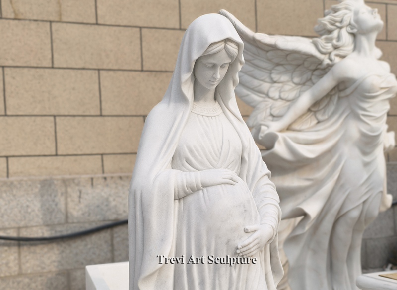 marble pregnant our lady of hope statue details