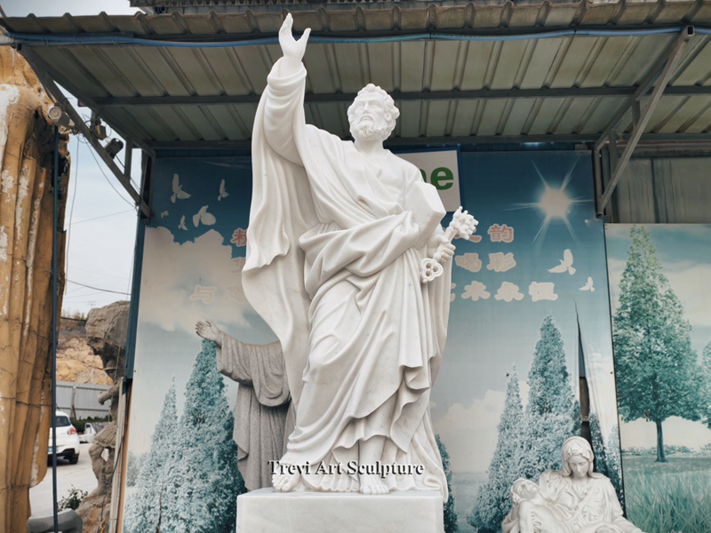 life size marble st peter sculpture for church