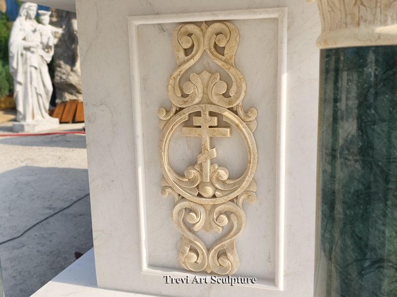 classical church altar table relief details