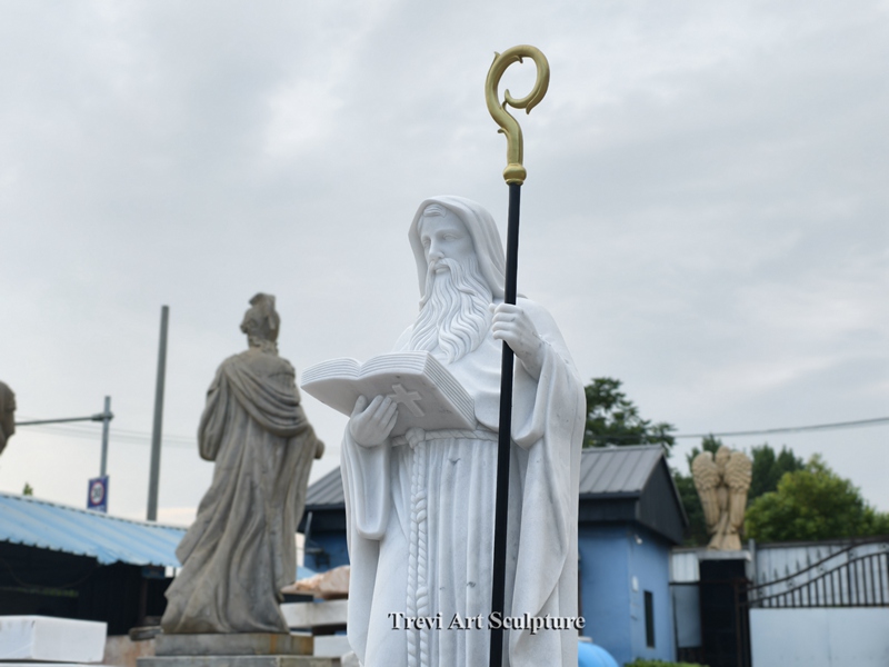 life size marble st benedict statue details