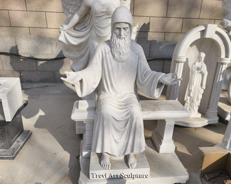 marble sitting st charbel statue for sale