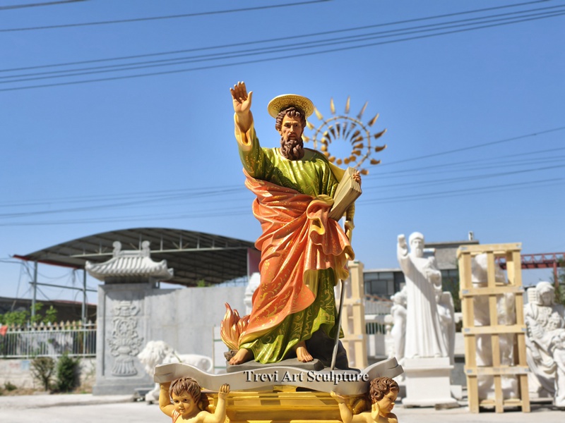 outdoor painted marble statue of st paul