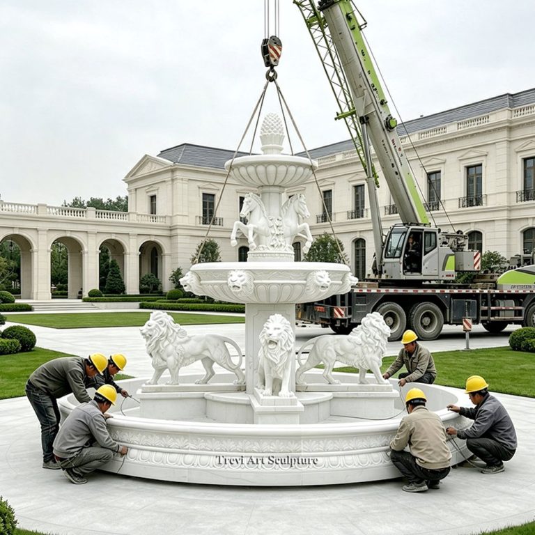 install a garden marble fountain