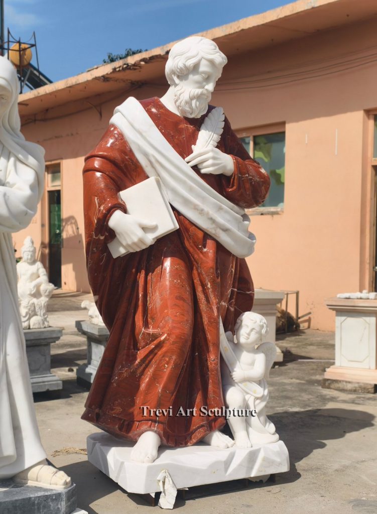 marble st. matthew with angel statue