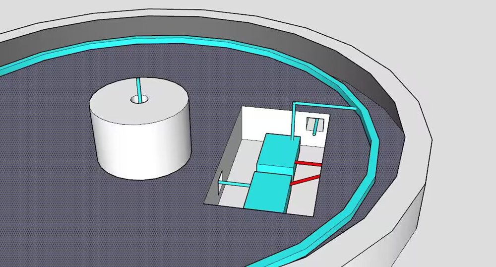 pump housed in a buried vault under the paving
