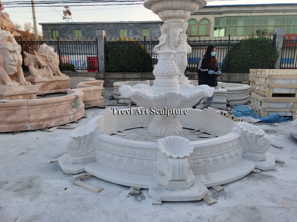 stack the fountain's pedestal and upper tiers