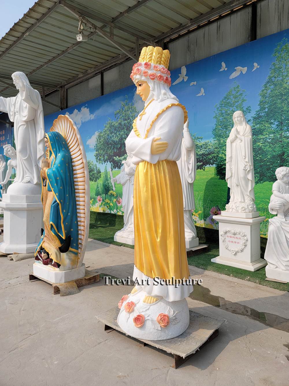 life size marble our lady of la salette statue